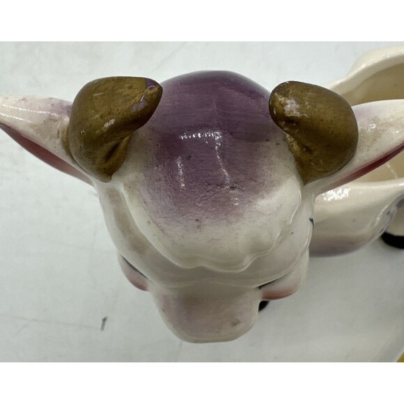 Vintage Milk Creamer Cow Pitcher Purple Pink Ceramic 1950s - Picture 12 of 16
